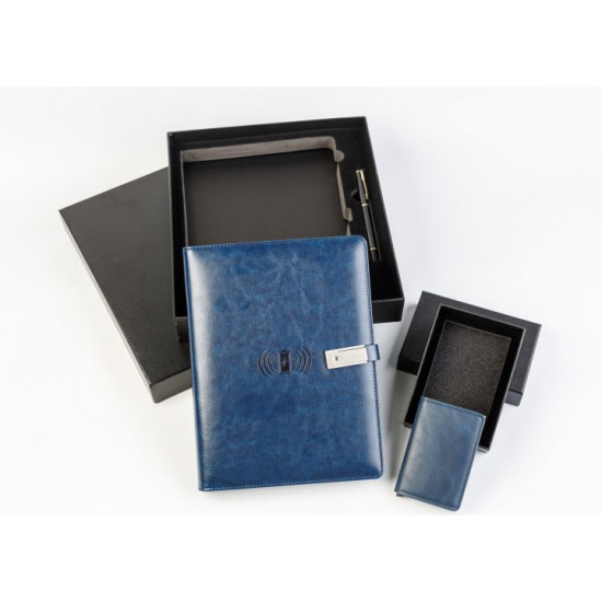 Gift set Notepad with wireless charging flash drive 16 GB + cardholder Blue No. 2