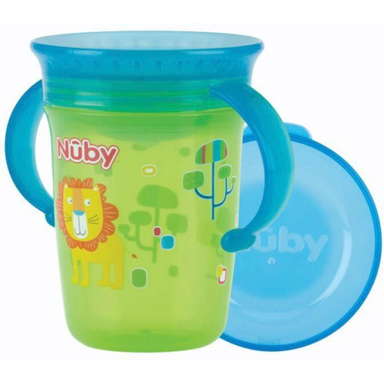 Cup 360 sippy cup Nuby with handles and lid green 240 ml (NV0414001grn)