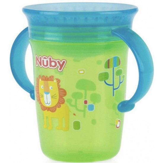 Cup 360 sippy cup Nuby with handles and lid green 240 ml (NV0414001grn)