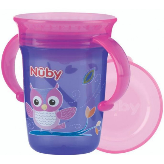 Cup 360 sippy cup Nuby with handles and lid purple 240 ml (NV0414001prpl)