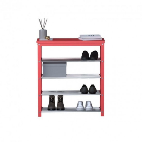 Bench with shelves for shoes Fenster “NVD-07” 77x32x86.5 cm. Red