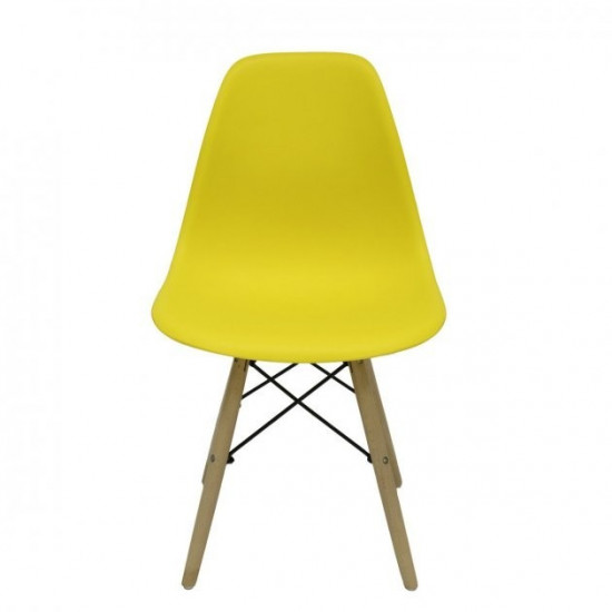 Plastic dining chair Intarsio ELIOT beech wooden frame / yellow