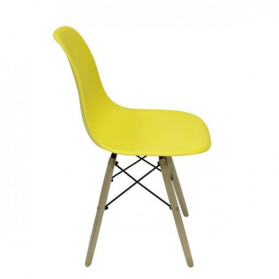 Plastic dining chair Intarsio ELIOT beech wooden frame / yellow