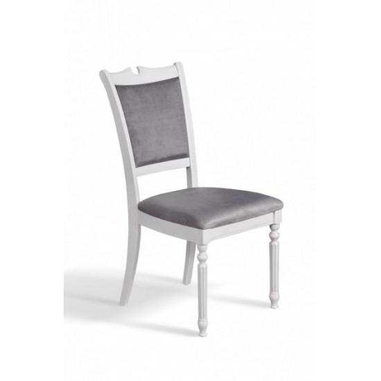 Wooden dining chair Mix furniture Sicily Luxury white + silver patina