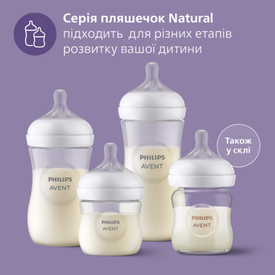 Пляшечка для годування скляна Philips Avent Natural 240 мл (SCF053/17) (8710103876458)