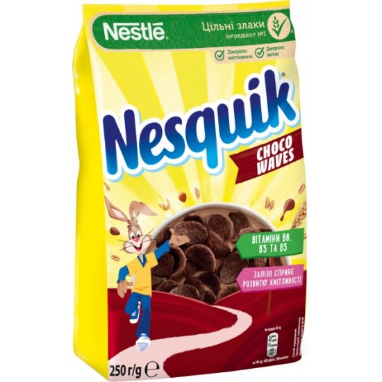 Ready-made breakfast cereal Nesquik Choco Waves with vitamins and minerals 250 g (5900020040602)