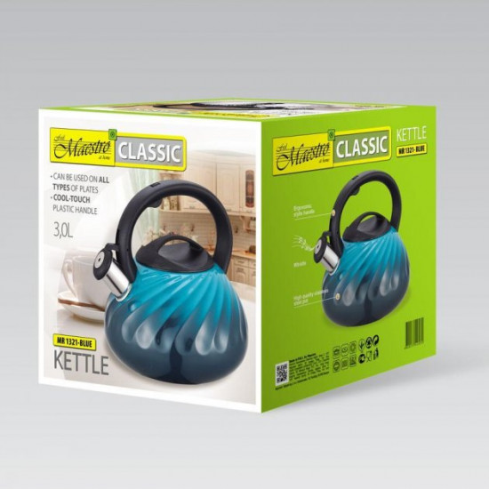 Kettle with whistle for stove Maestro 3 l (MR-1321-Blue)