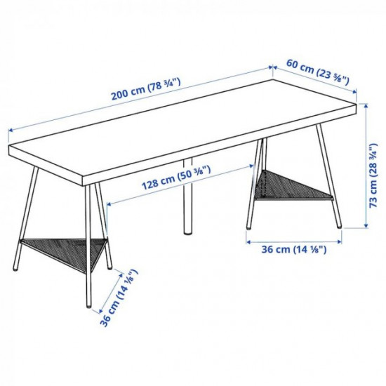  Письмовий стіл IKEA LAGKAPTEN / TILLSLAG 200х60 см білий (194.176.16)