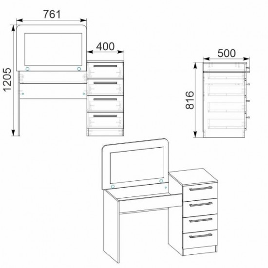 Dressing table Companit Trumo - 9 with alder nightstand