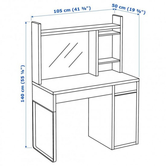 Writing desk with extension IKEA MICKE 105x50 cm white (099.030.14)