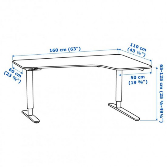  Робочий кутовий стіл IKEA BEKANT 160х110 см білий (290.225.01)