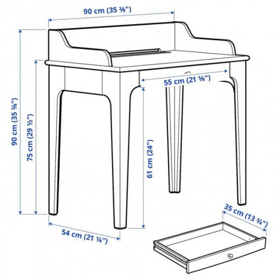 Письмовий стіл IKEA LOMMARP 90х54 см синій (204.428.27)