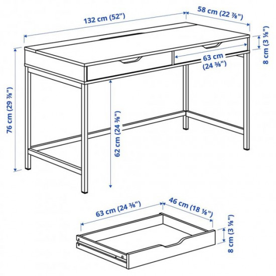 Desk IKEA ALEX 132x58 cm gray-turquoise (804.838.05)