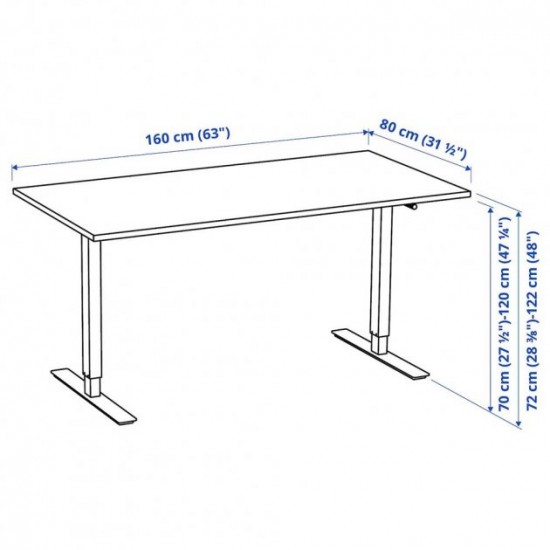 Письмовий стіл з регулюванням висоти IKEA TROTTEN 160x80 см (294.341.30)