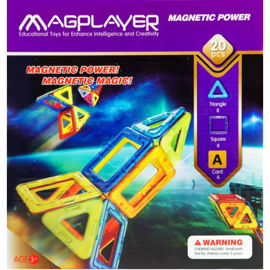 Magnetic construction set Magplayer 20 elements (MPA-20)