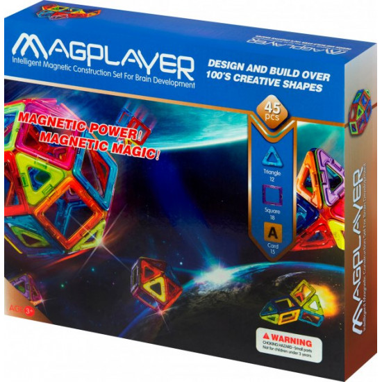 Magnetic construction set Magplayer 45 elements (MPA-45)