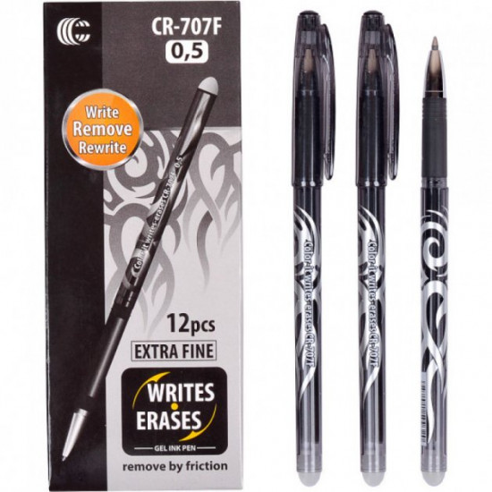 Write-erase gel pen with eraser black paste 0.5mm art CR-707CH