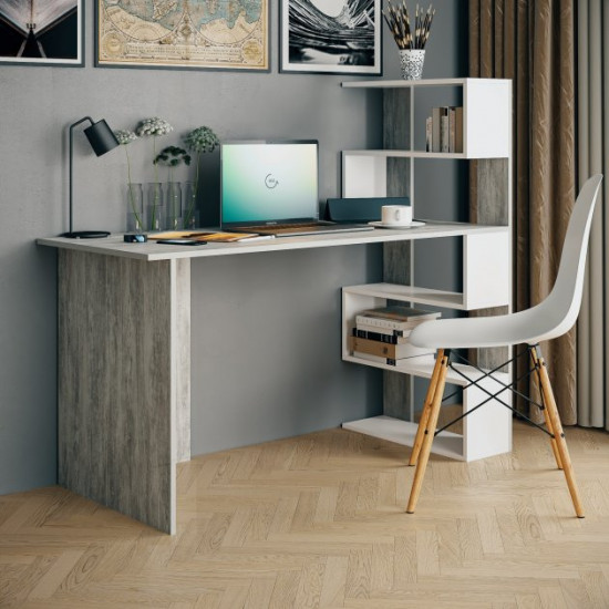 Computer desk with shelves Without brand MST-15 1416*1226*600 concrete/white