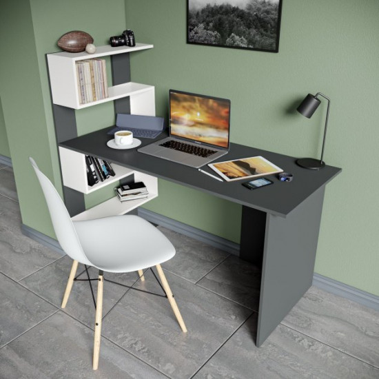 Computer desk with shelves Without brand MST-24 1416*1226*600 anthracite/white