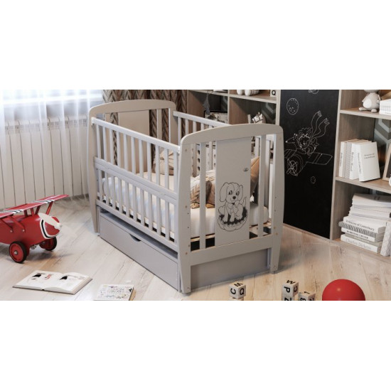 Children's bed Dubik-M Doggie with drawer, gray