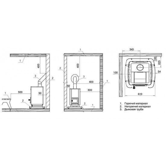 Wood-burning heater KASTOR KARHU 30 30 cubic meters, without extension with glass