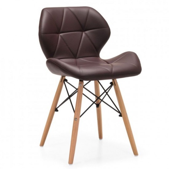 Chair Star SDM, wood legs, eco leather, dark brown color