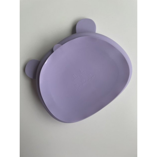 Children's silicone sectional plate with suction cup Teddy bear lavender