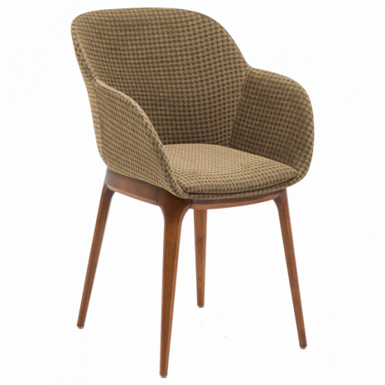 Armchair Tilia Shell-W Pad beech legs, seat with fabric PIED DE POULE 03