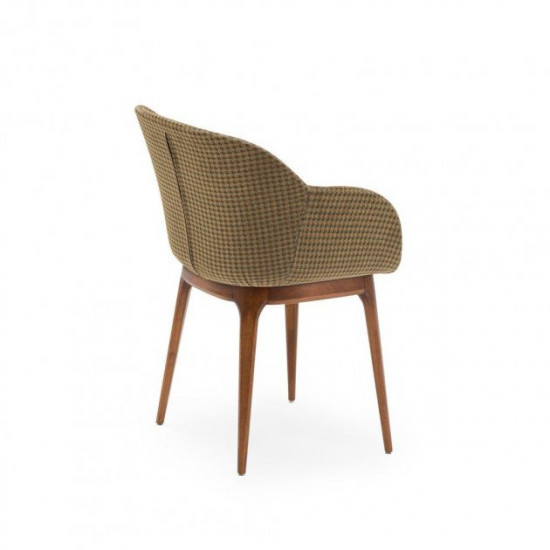 Armchair Tilia Shell-W Pad beech legs, seat with fabric PIED DE POULE 03