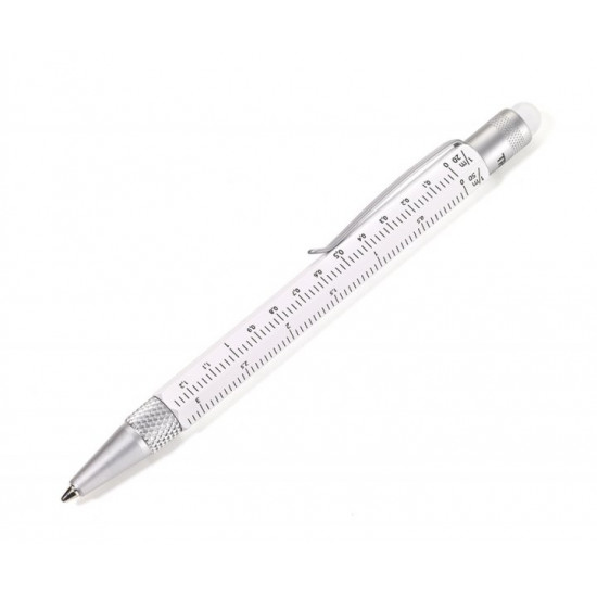 Troika Construction mini ballpoint pen with ruler, white