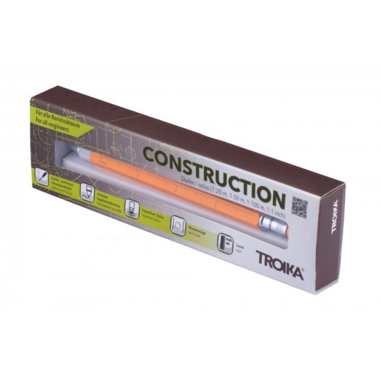 Troika Construction multi-tasking ballpoint pen with stylus; ruler; screwdriver and level; orange