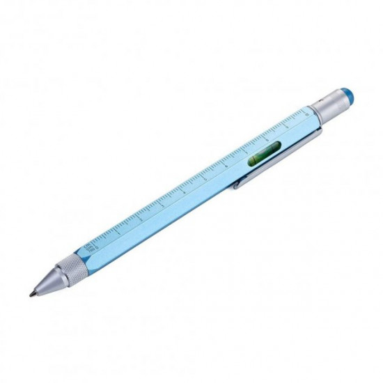 Troika Construction multitasking ballpoint pen with stylus, ruler, screwdriver and level, blue