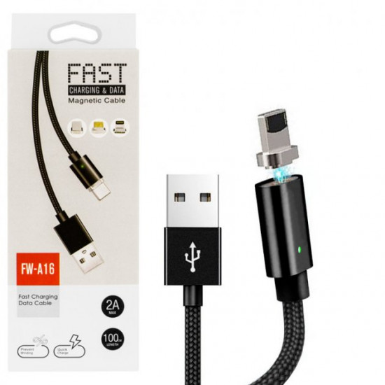  USB кабель магнитный FW-A16 Lightning черный