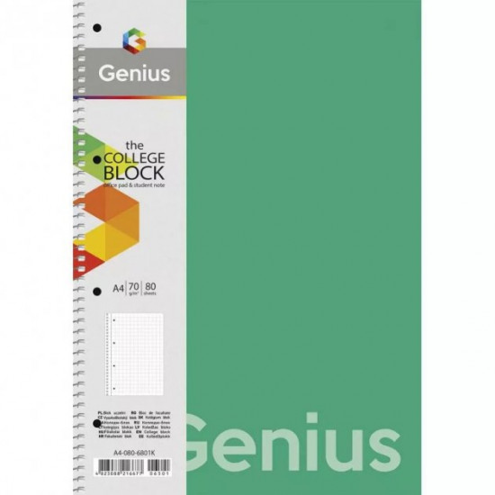 Коледж-блок Школярик Genius А4 клітина 80 л пласт обкладинка (A4-080-6803K)