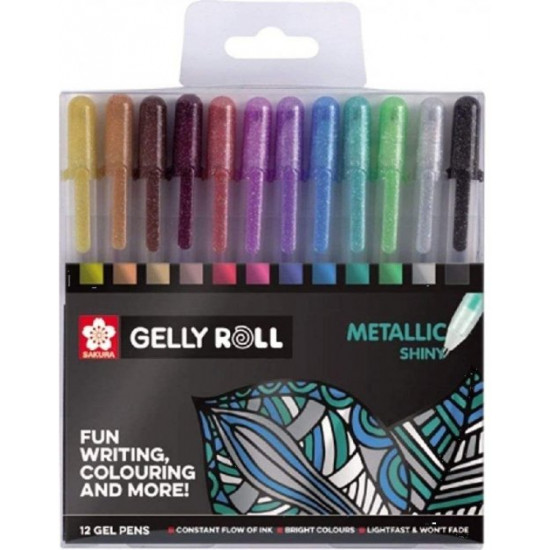 Set of Sakura Metallic gel pens 12 colors (POXPGBMET12)