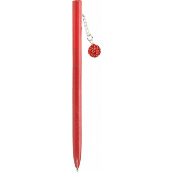 Ballpoint pen Maxi metal with keychain with crystals Red (MX16349) (4044572163493)