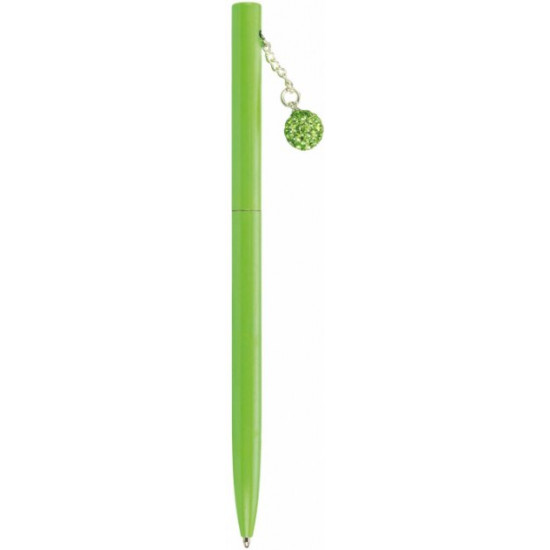 Ballpoint pen Maxi metal with keychain with crystals Green (MX16353) (4044572163530)