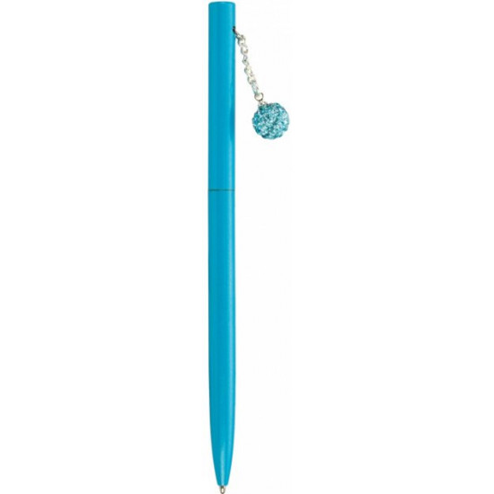 Ballpoint pen Maxi metal with keychain with crystals Blue (MX16352) (4044572163523)