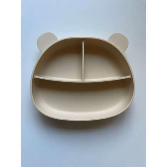 Children's silicone plate with suction cup sectional Bear beige