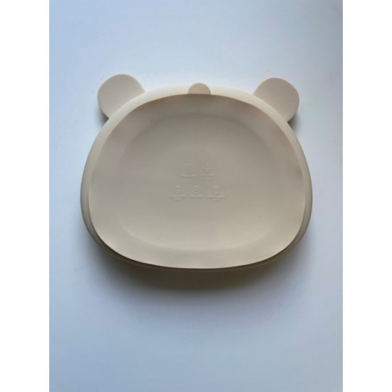 Children's silicone plate with suction cup sectional Bear beige