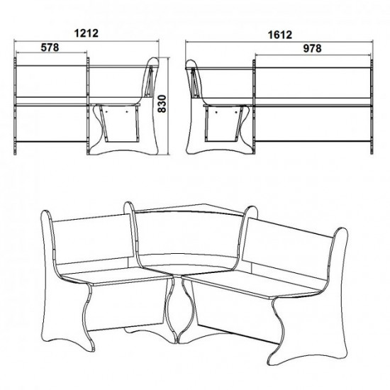 Kitchen corner Kompanit Italy white/gray