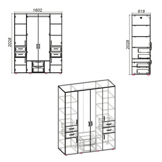 Wardrobe-20 six-door Companit Nymphaeum alba