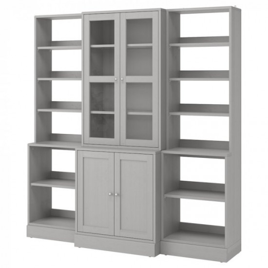 Bookcase / glass door IKEA HAVSTA 203x47x212 cm gray (492.659.23)