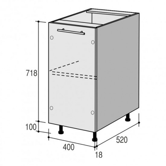 Lower kitchen module Roko Runa 40x52x82 cm Natural Oak (MN 40x82)