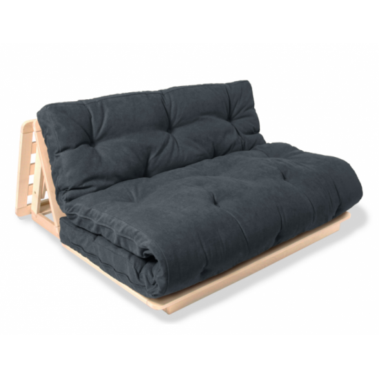 Futon chair for the living room made of solid beech wood Layti 140 Woodman uncoated/graphite