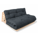 Futon chair for the living room made of solid beech wood Layti 140 Woodman uncoated/graphite