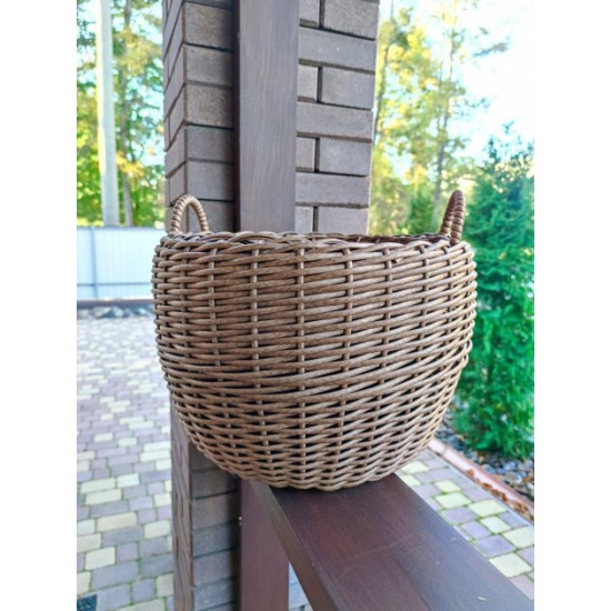 Firewood box with handmade artificial rattan handles 20 l