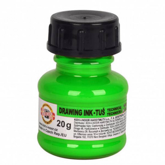 Artistic ink 20 ml, green fluorescent, Koh-i-noor, 0141790501LP