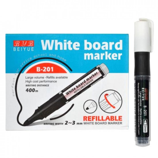 12x Dry erase board marker, black 2-3mm B-201 Unbranded