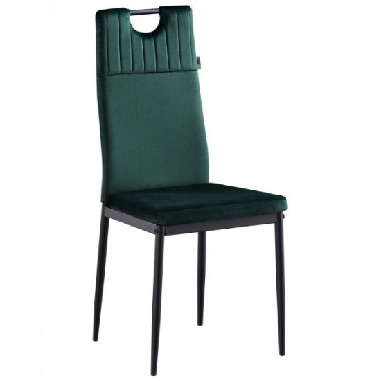 Dining chair for kitchen, living room, cafe Alabama steel black/fabric velor dark green AMF